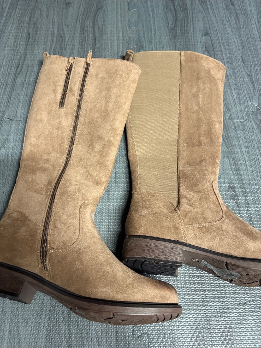 Women's Tall Suede Boots in Tan